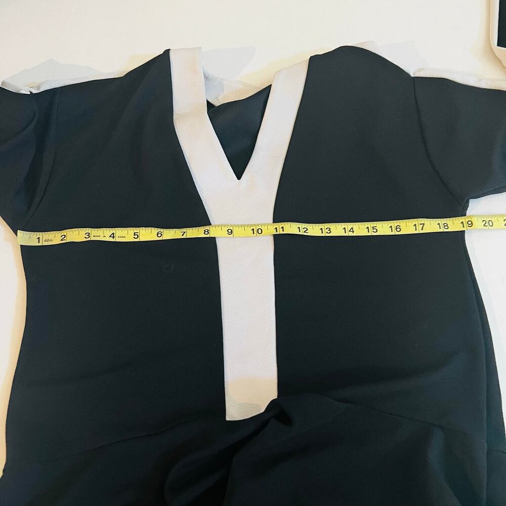 Zara Colorblock Flare Hem Long Sleeve Dress Size M Medium Black - Picture 6 of 8